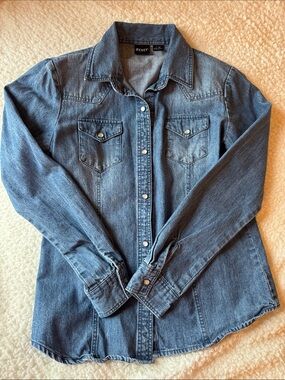 Girls denim snap shirt